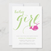 Niedlich-Wal-Grün-Typografie-Babydusche Einladung (Vorderseite)