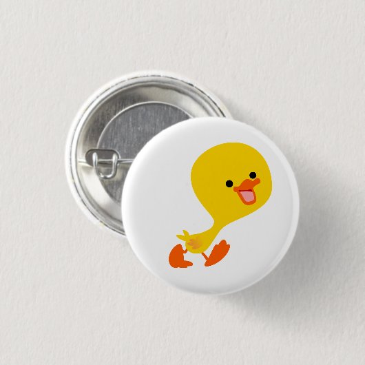 Niedlich Walking Cartoon Duckling Button Abzeichen (Vorne & Hinten)