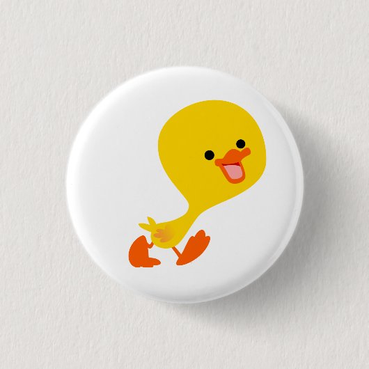 Niedlich Walking Cartoon Duckling Button Abzeichen (Vorderseite)