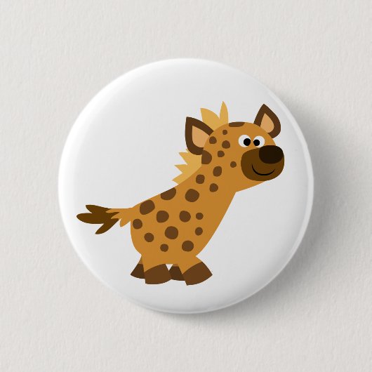 Niedlich Walking Cartoon Hyena Button (Vorderseite)