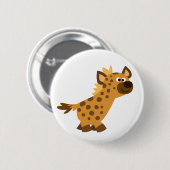 Niedlich Walking Cartoon Hyena Button (Vorne & Hinten)