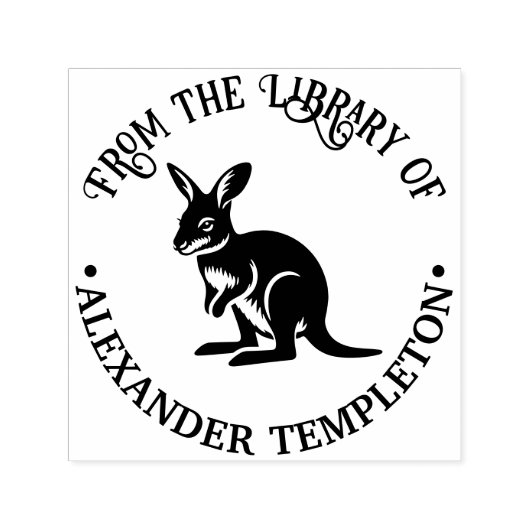 Niedlich Wallaby Australia Library Name Permastempel (Design)