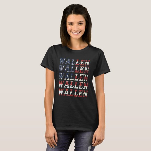Niedlich Wallen American Flag Red White Blue Merch T-Shirt (Vorne ganz)