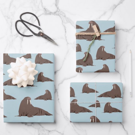 Niedlich Walrus Pattern Geschenkpapier Set (Vorderseite)