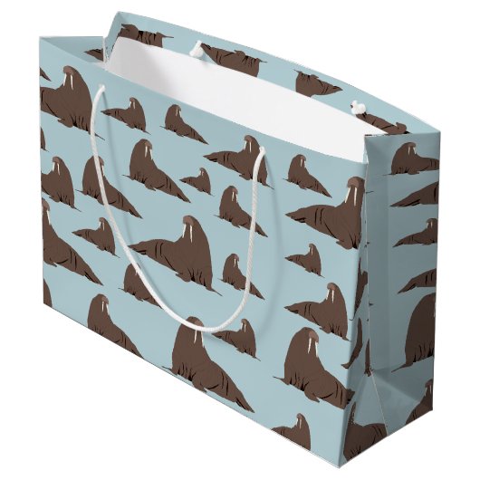 Niedlich Walrus Pattern Große Geschenktüte (Rückseite Schrägansicht)