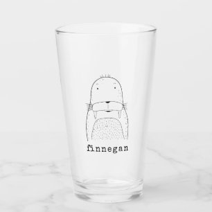 Niedlich Walrus Simple Line Illustration Individue Glas