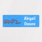 Niedlich wandernde Cartoon-Wale personalisiert Etiketten (Design 2)