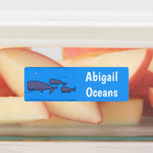 Niedlich wandernde Cartoon-Wale personalisiert Etiketten