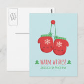 Niedlich Warme Wünsche Weihnachten Mittens Couple Postkarte (Vorne/Hinten)