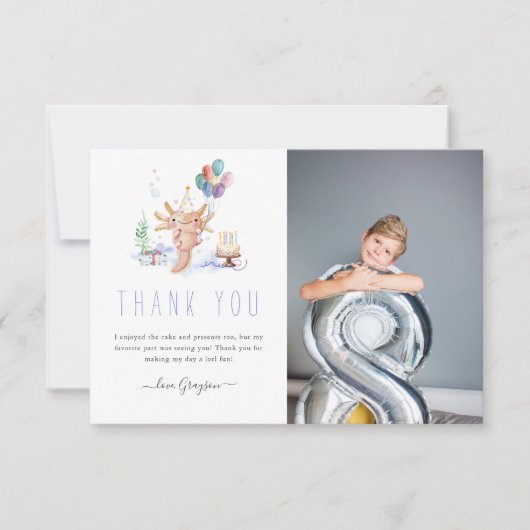 Niedlich Watercolor Axolotl Vielen Dank Foto Dankeskarte (Vorderseite)