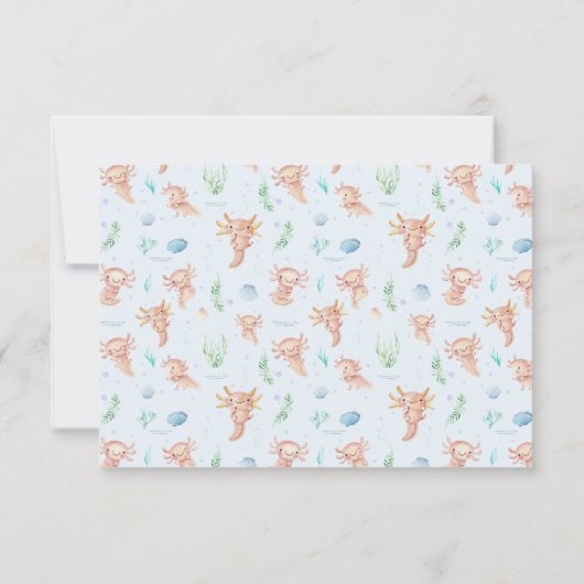 Niedlich Watercolor Axolotl Vielen Dank Foto Dankeskarte (Rückseite)