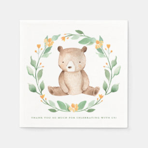 Niedlich Watercolor Baby Bear Woodland Babydusche Serviette
