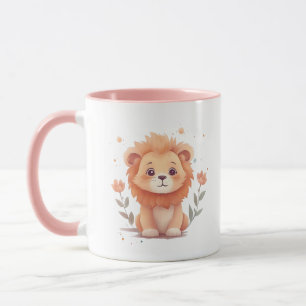 Niedlich Watercolor Baby Lion Cub Tasse