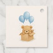 Niedlich Watercolor Blue Balloon Bärendusche Geschenkanhänger (Rückseite)