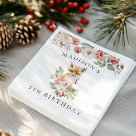 Niedlich Watercolor Fox Geburtstagsparty Serviette