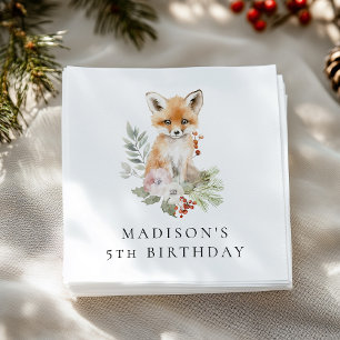 Niedlich Watercolor Fox Geburtstagsparty Serviette