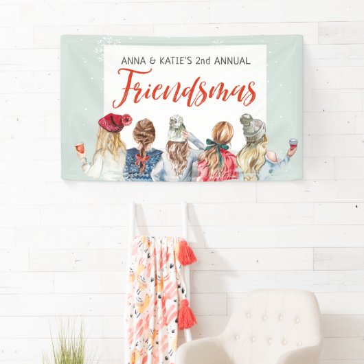 Niedlich Watercolor Friendsmas Weihnachtsfeier Banner (Insitu)