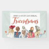 Niedlich Watercolor Friendsmas Weihnachtsfeier Banner (Horizontal)
