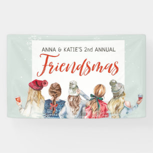 Niedlich Watercolor Friendsmas Weihnachtsfeier Banner