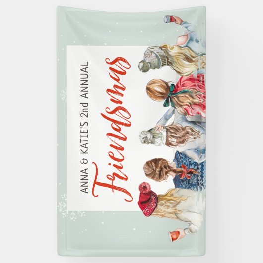 Niedlich Watercolor Friendsmas Weihnachtsfeier Banner (Vertikal)