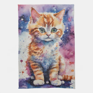Niedlich Watercolor Ginger Kitten Geschirrtuch