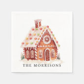 Niedlich Watercolor Gingernread House Weihnachts-P Serviette (Vorderseite)