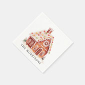 Niedlich Watercolor Gingernread House Weihnachts-P Serviette (Ecke)