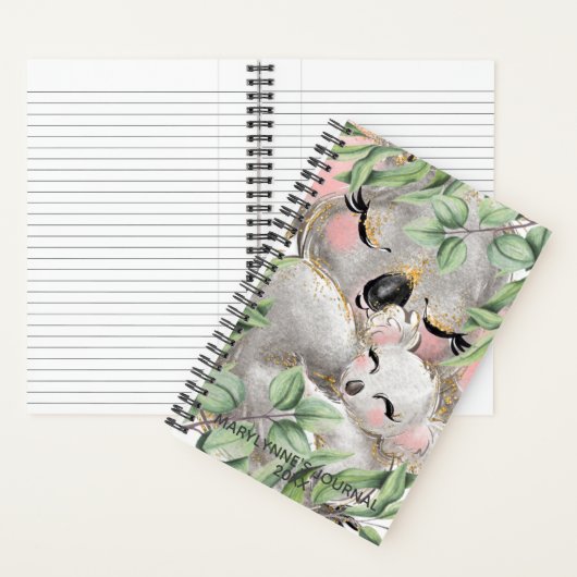 Niedlich Watercolor Koala Mama & Baby Notebook Jou Notizblock (Innen)