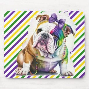 NIEDLICH WATERCOLOR MARDI GRAS BULLDOG DOG MOUSEPAD