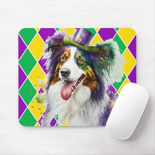 NIEDLICH WATERCOLOR MARDI GRAS COLLIE DOG MOUSEPAD (Mit Mouse)