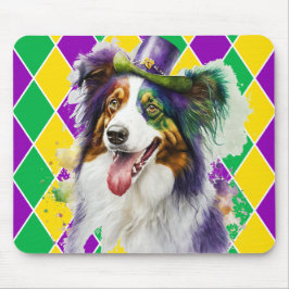 NIEDLICH WATERCOLOR MARDI GRAS COLLIE DOG MOUSEPAD