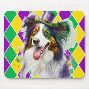 NIEDLICH WATERCOLOR MARDI GRAS COLLIE DOG MOUSEPAD