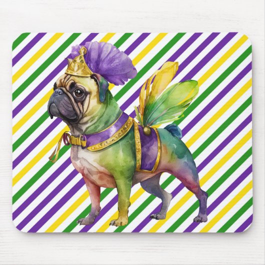 NIEDLICH WATERCOLOR MARDI GRAS MOPS DOG MOUSEPAD (Vorne)