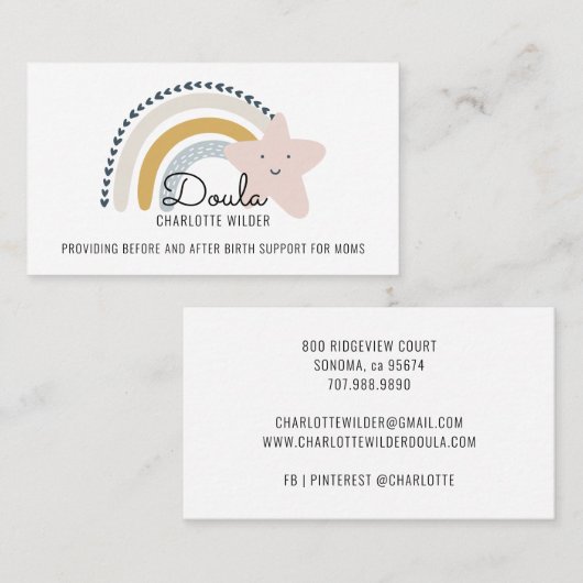 Niedlich Watercolor Rainbow Doula Midfrau Visitenkarte (Vorne/Hinten)