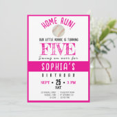 Niedlich Watercolor Rookie Baseball Girl Geburtsta Einladung (Stehend Vorderseite)