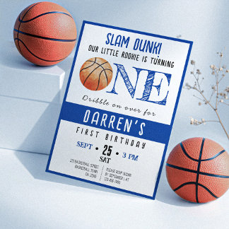 Niedlich Watercolor Rookie Basketball Boy 1. Gebur Einladung