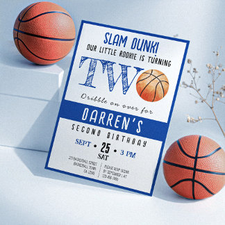 Niedlich Watercolor Rookie Basketball Boy 2. Gebur Einladung