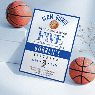 Niedlich Watercolor Rookie Basketball Boy Geburtst Einladung