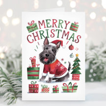 Niedlich Watercolor Scottish Terrier Weihnachtskar