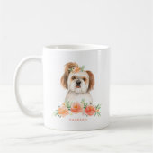 Niedlich Watercolor Shih Tzu Peach Floral Personal Kaffeetasse (Links)