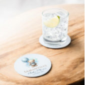 Niedlich Watercolor Teddy Bear Balloon Babydusche Runder Pappuntersetzer