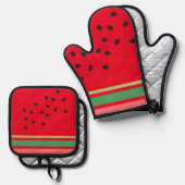 Niedlich Watermelon Frucht Küche Ofenhandschuh & Topflappen-Set (Vorderseite/Rückseite)
