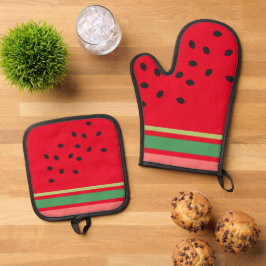 Niedlich Watermelon Frucht Küche Ofenhandschuh & Topflappen-Set