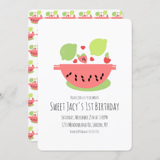Niedlich Watermelon Geburtstag Fruchtsalat Einladung