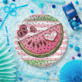 Niedlich Watermelon Pink Green Glitzer Geburtstag Pappteller (Party)