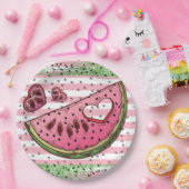 Niedlich Watermelon Pink Green Glitzer Geburtstag Pappteller (Party)