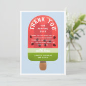 Niedlich Watermelon Popsicle Erster Geburtstag Dankeskarte (Stehend Vorderseite)