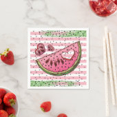 Niedlich Watermelon Rosa Grüner Glitzer Geburtstag Serviette (Beispiel)