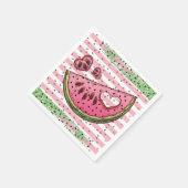 Niedlich Watermelon Rosa Grüner Glitzer Geburtstag Serviette (Ecke)