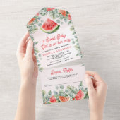 Niedlich Watermelon Sweet Baby Girl Babydusche All In One Einladung (Abreißen)